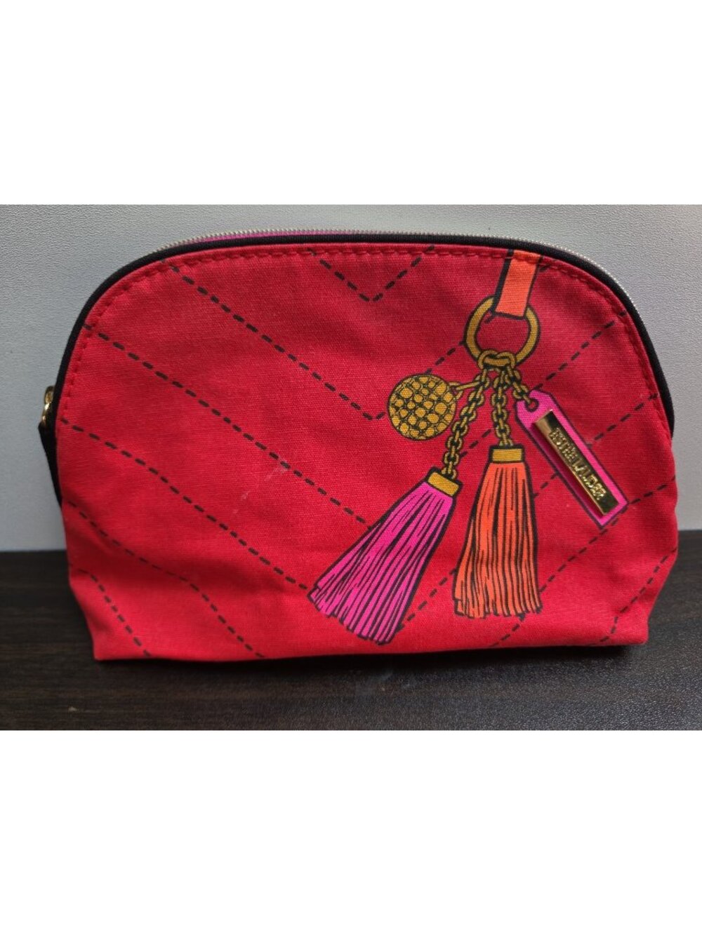 ESTEE LAUDER Cosmetic Makeup Bag Red 8" x 2" x 5"